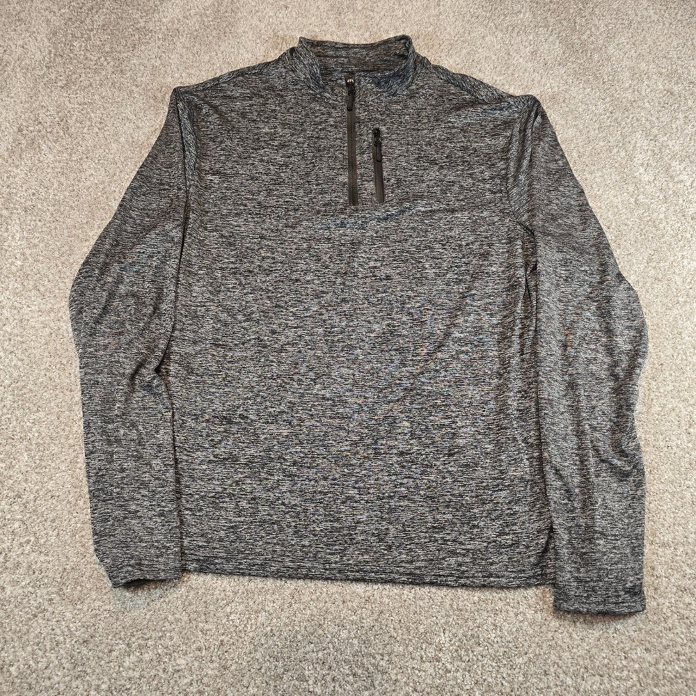Exarus Mens 3XL Quarter Zip Pullover Gray Space Dye Performance Long Sleeve Top